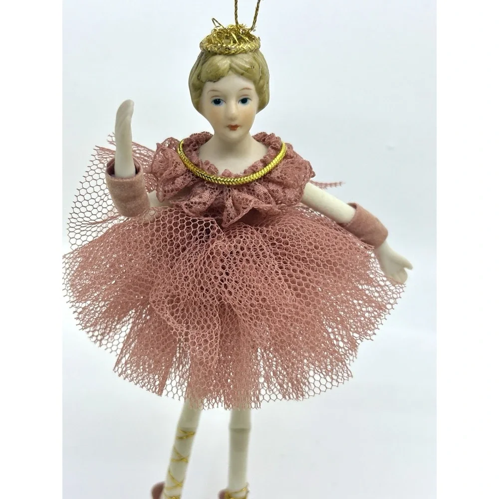 PORCELAIN HEAD Pink BALLERINA Christmas ORNAMENT